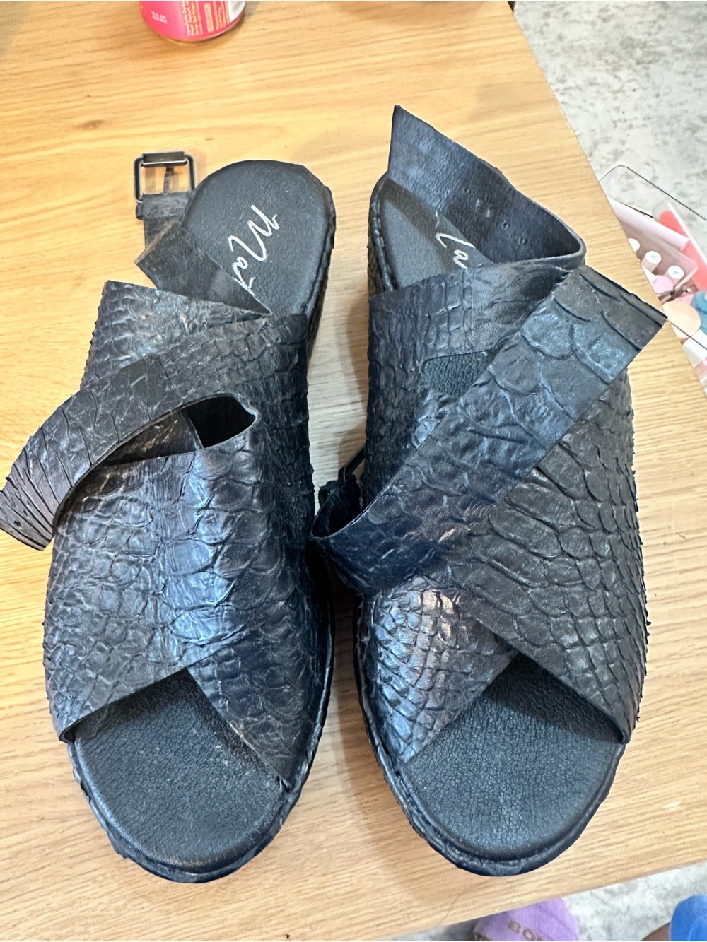 Matisse Black Textured Crisscross Women’s Sandals with Ankle Buckle